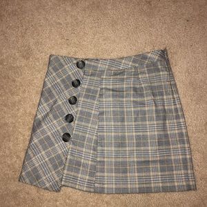Plaid button skirt